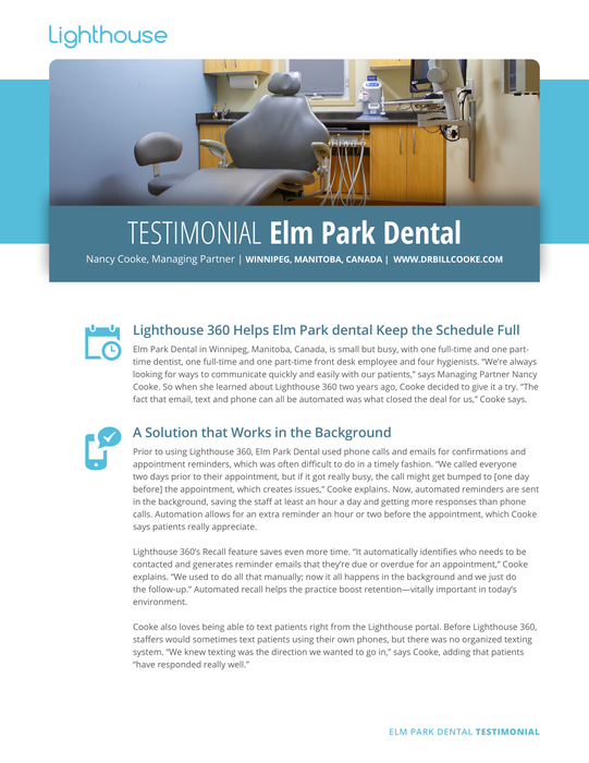 Lighthouse Testimonial - Elm Park Dental